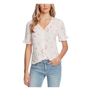 Womens CECE size S white button front blouse